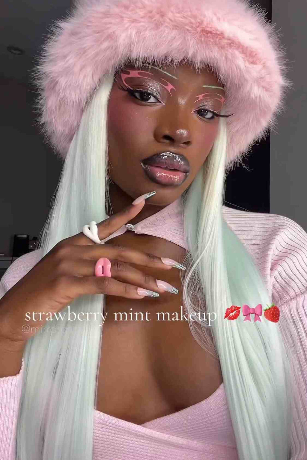 Aquamarine Crystal｜synthetic swiss lace front wig