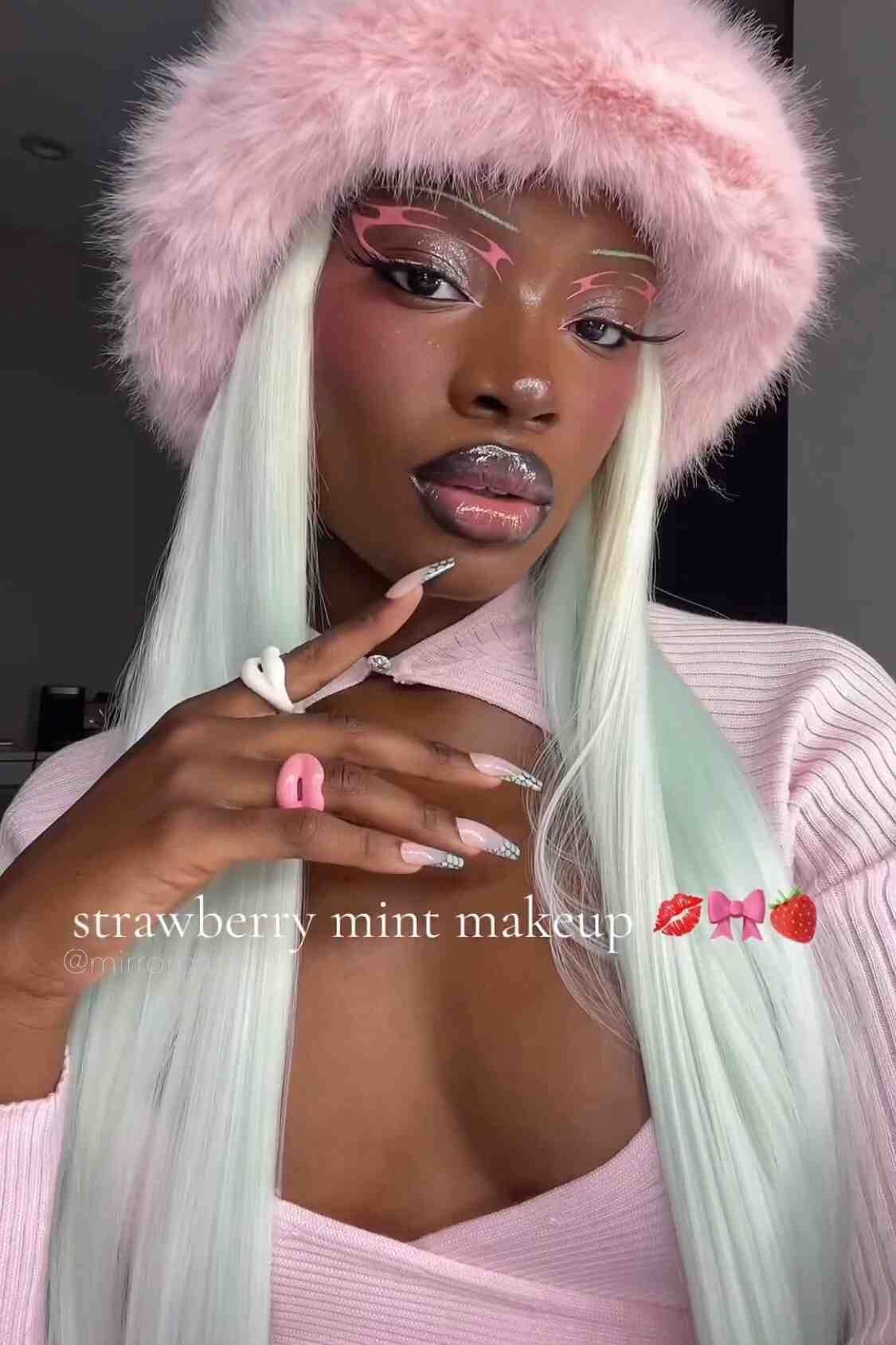 Aquamarine Crystal｜synthetic swiss lace front wig
