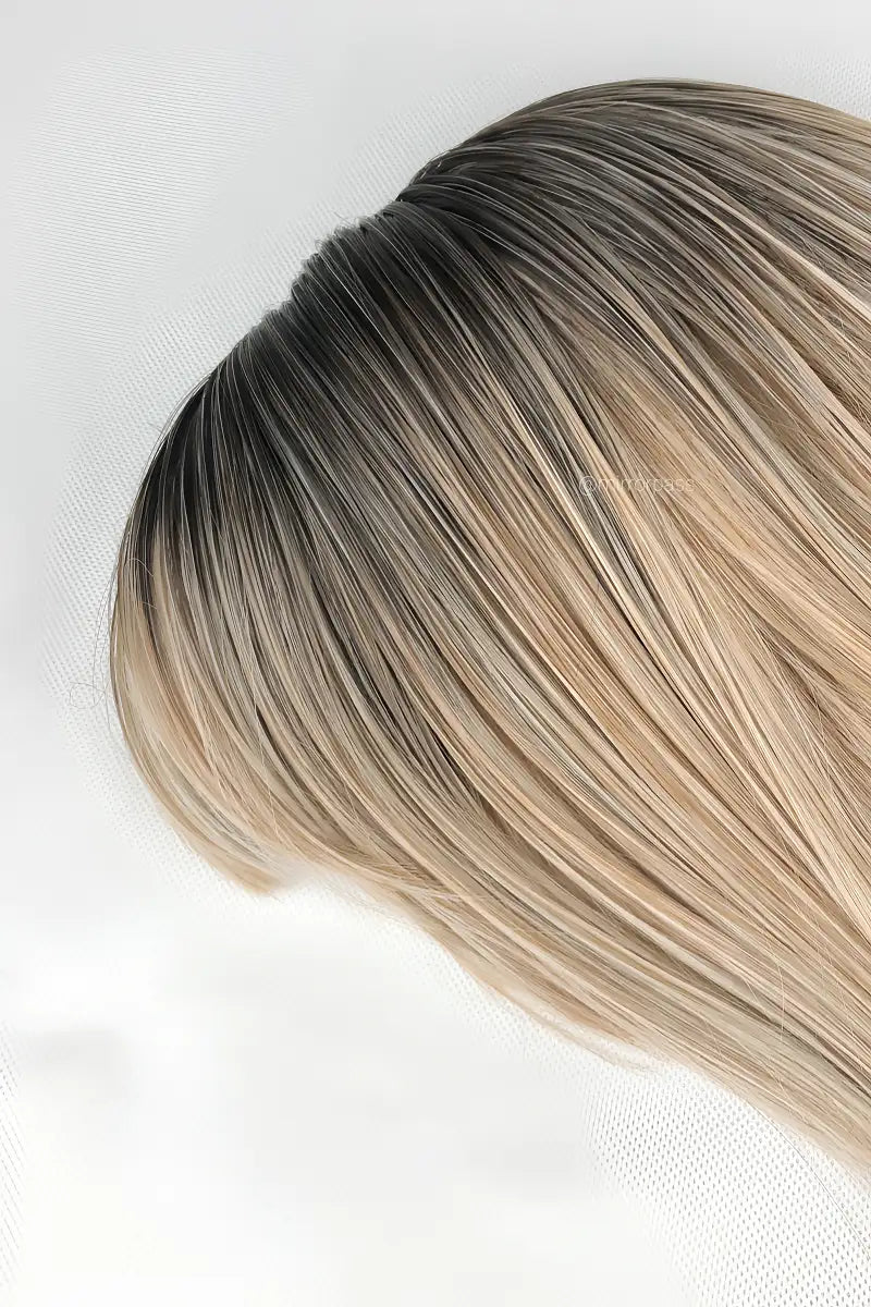 Sleek Bob Wig with Black Roots and Blonde Ends