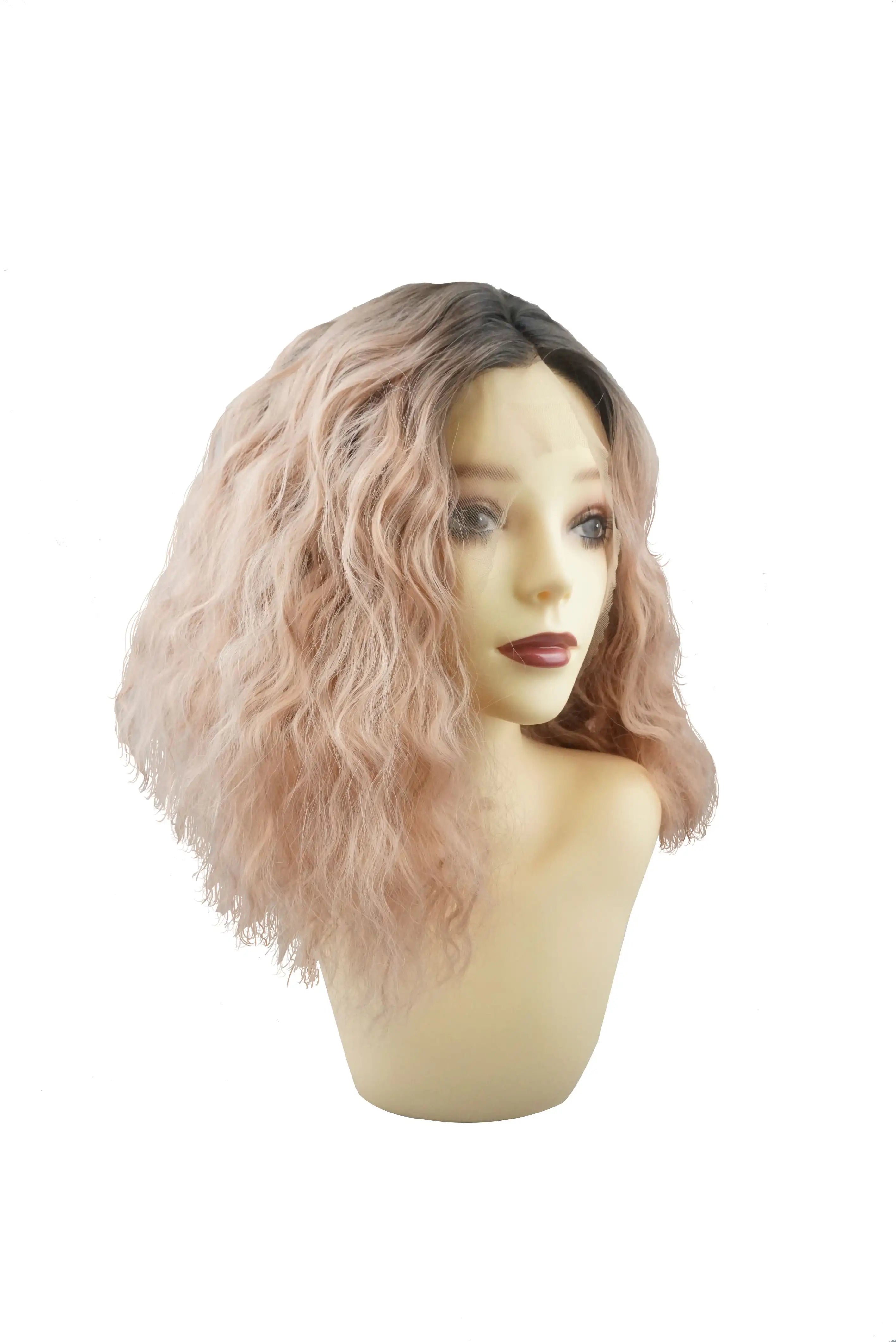 Peach｜synthetic swiss lace front wig