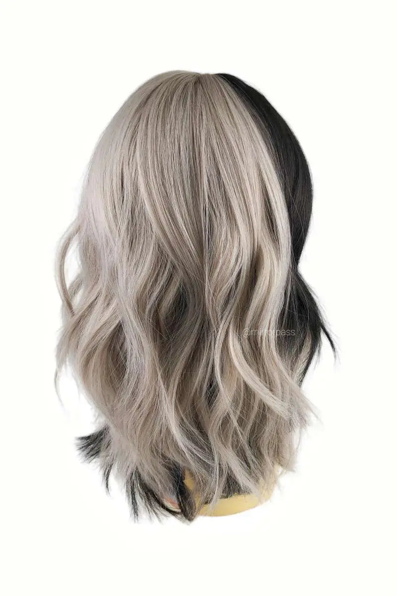 Silver Ombre Wig with Bold Black Highlights