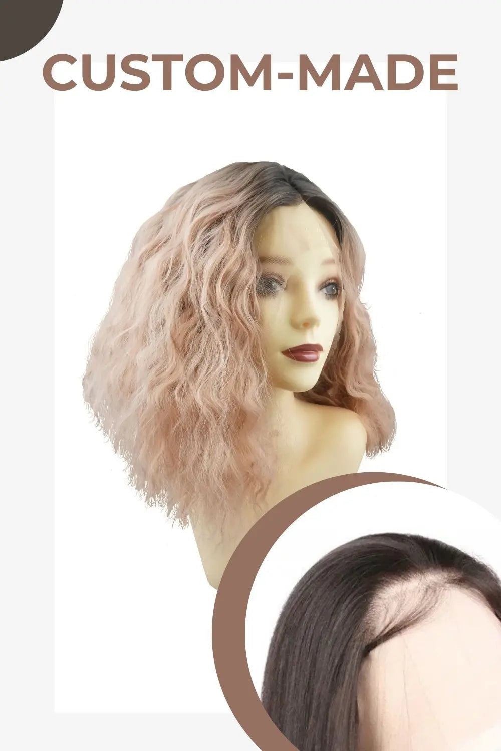 Peach｜synthetic swiss lace front wig