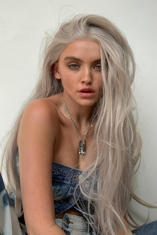 Atlanta silver｜Synthetic Swiss Lace Front Wig Mirrorpass.com